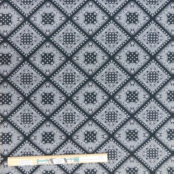 Quilting Patchwork Sewing Fabric Black Bandana 50x55cm FQ
