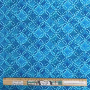 Quilting Patchwork Sewing Fabric Aqua Circle Grid 50x55cm FQ