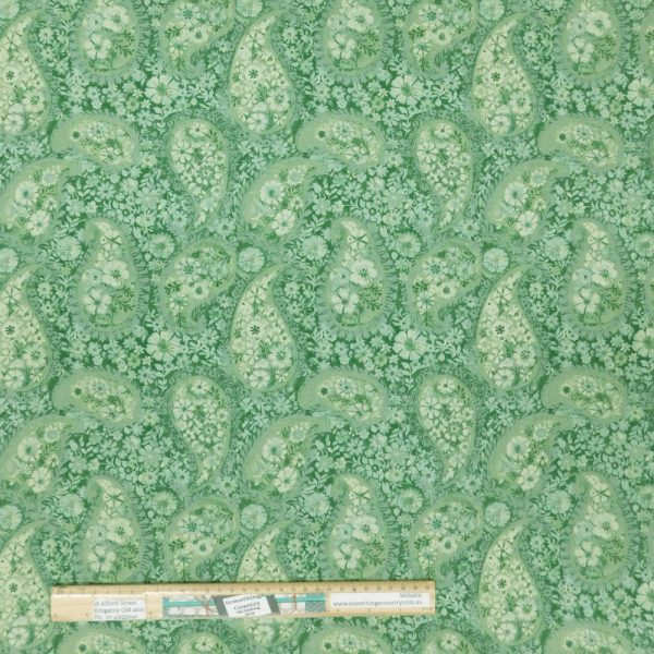 Quilting Patchwork Sewing Fabric Green Paisley 50x55cm FQ