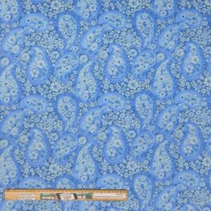 Quilting Patchwork Sewing Fabric Blue Paisley 50x55cm FQ