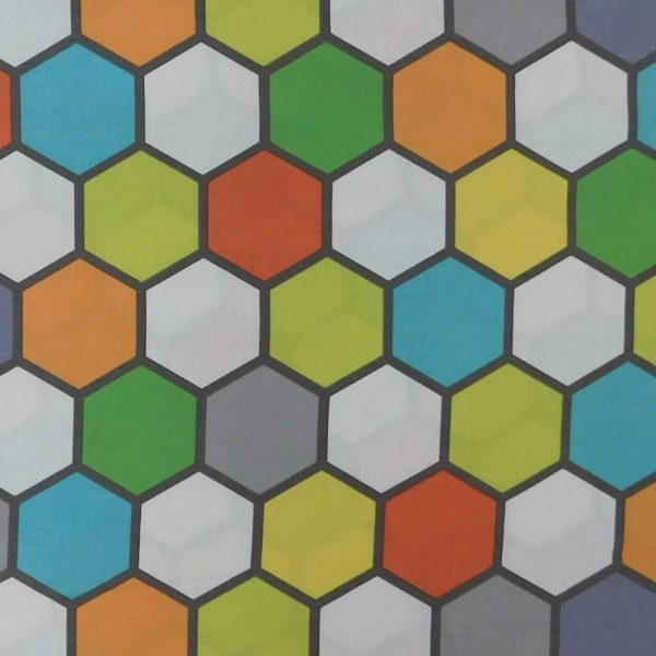 Quilting Patchwork Sewing Fabric Hexagon Multi 50x55cm FQ