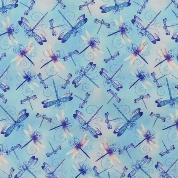 Quilting Patchwork Sewing Fabric Dragonfly Lagoon 50x55cm FQ
