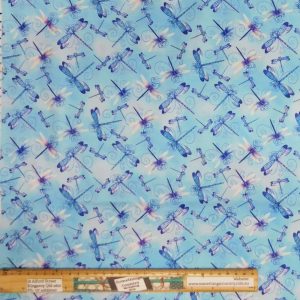 Quilting Patchwork Sewing Fabric Dragonfly Lagoon 50x55cm FQ
