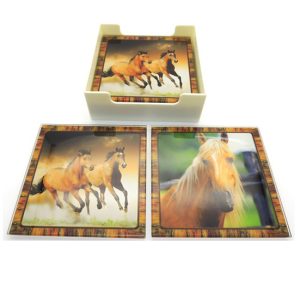 Country Kitchen Glass Coasters Set of 6 Horses Brumbies Dining