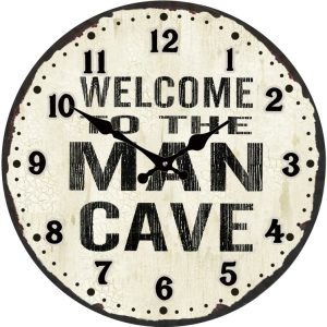 French Country Glass Wall Clock Small 17cm Man Cave Clocks
