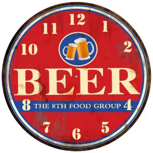 French Country Retro Glass Wall Clock Beer Food Group 30cm