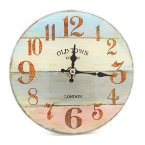Clock French Country Wall Glass 17cm London Old Town Small