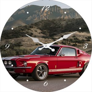 French Country Retro Glass Wall Clock Ford Shelby GT50 30cm
