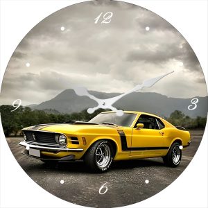 French Country Retro Glass Wall Clock Boss 302 Mustang 30cm