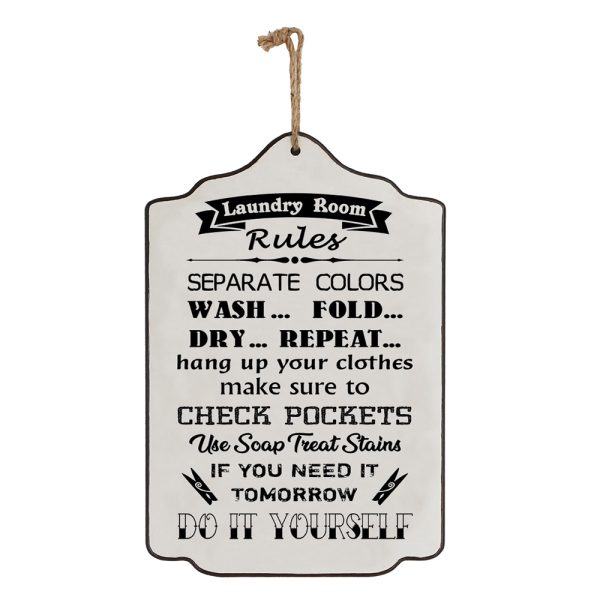 Country Wooden Farmhouse Sign Laundry Room Rules Plaque