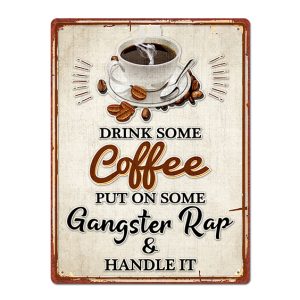 Country Metal Tin Sign Wall Art Drink Some Coffee Plaque 30x40cm