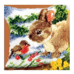 Crafting Kit Latch Hook Bunny and Bird with Canvas Hook and Threads