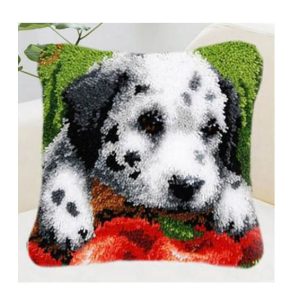 Crafting Kit Latch Hook Dalmatian Dogs with Canvas Hook and Threads