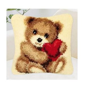 Crafting Kit Latch Hook Teddy Bear with Canvas Hook and Threads
