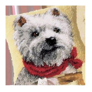Crafting Kit Latch Hook Terrier Dog with Canvas Hook and Threads