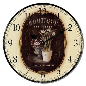 French Country Retro Wall Clock Boutique Des Fleurs 30cm