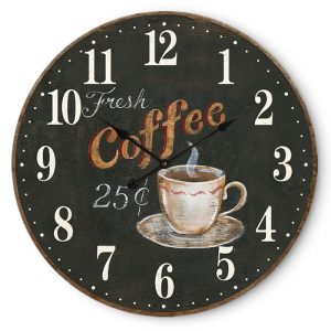 French Country Retro Wall Clock Fresh Coffee 30cm