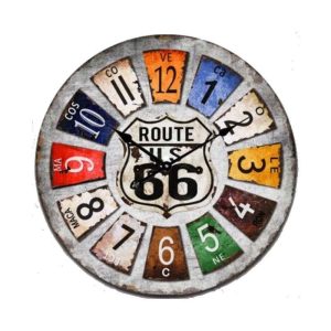 Clock French Country Wall Hanging Route 66 Numbers 17cm