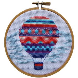 Make It Hot Air Balloon Cross X Stitch Kit with Hoop 10cm
