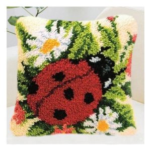 Crafting Kit Latch Hook Lady Bug with Canvas Hook and Threads