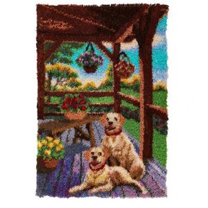 Crafting Kit Latch Hook Puppy with Canvas Floor Mat and Threads