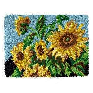 Crafting Kit Latch Hook Sunflowers with Canvas Floor Mat and Threads