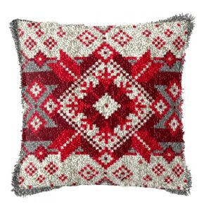 Crafting Kit Latch Hook Xmas Jumper Cushion with Canvas Hook & Threads