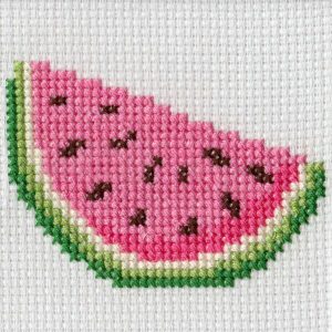 Beutron Mini Cross X Stitch Watermelon Kit for Beginner 7x7cm
