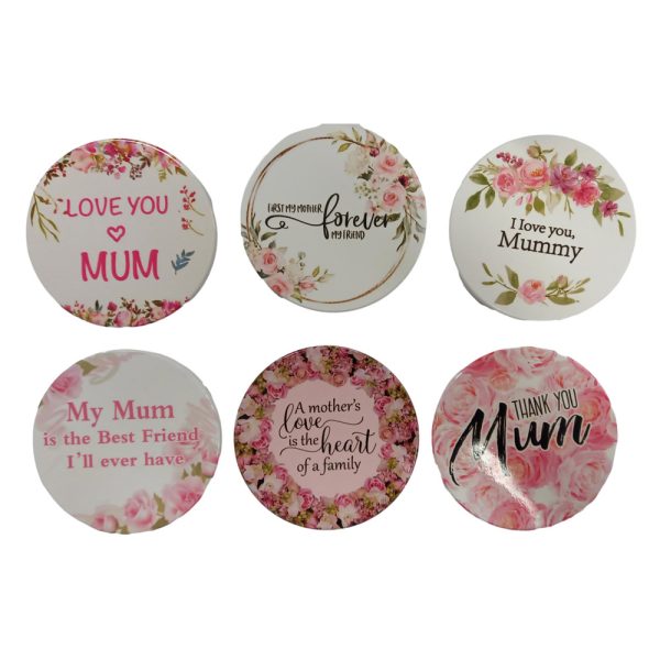 Kitchen Cork Backed Ceramic Coasters Mum Set 6 Assorted