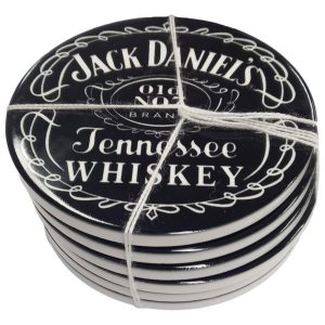 Kitchen Cork Backed Ceramic Coasters Jack Daniels Set 6