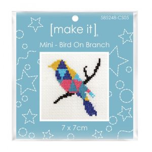 Make It Mini Bird on Branch Cross X Stitch Kit for Beginner 7x7cm