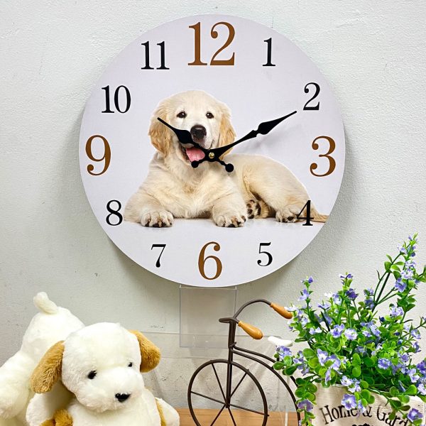 French Country Retro Wall Clock Cream Labrador Clock 34cm CBA-423H