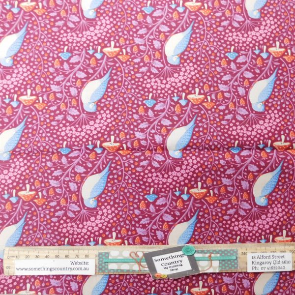 Quilting Patchwork Fabric TILDA Hibernation Sleepybird Mulberry 50x55cm FQ