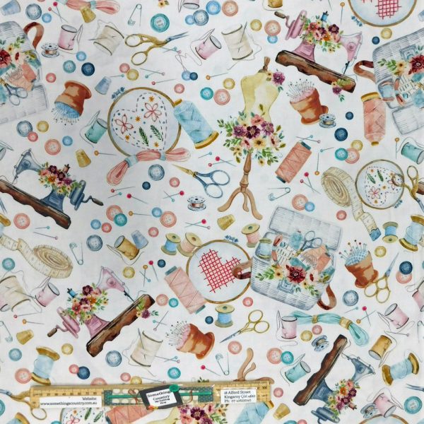 Quilting Patchwork Sewing Fabric Sew In Love White 50x55cm FQ