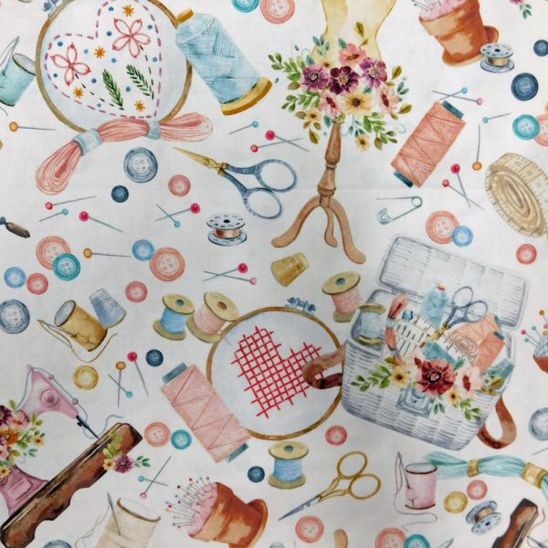 Quilting Patchwork Sewing Fabric Sew In Love White 50x55cm FQ