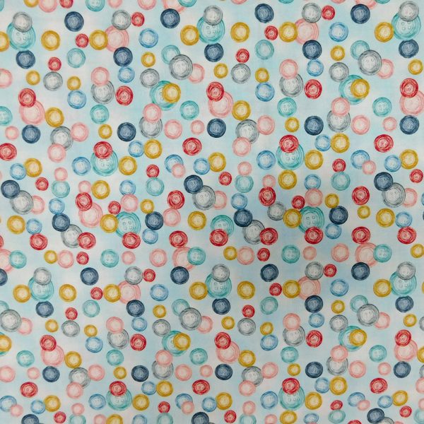 Quilting Patchwork Sewing Fabric Sew In Love Buttons Blue 50x55cm FQ