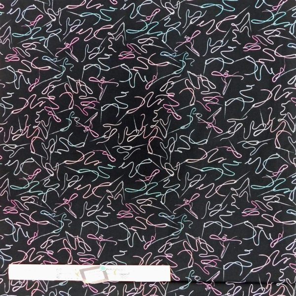 Quilting Patchwork Sewing Fabric Sew In Love Needle Black 50x55cm FQ