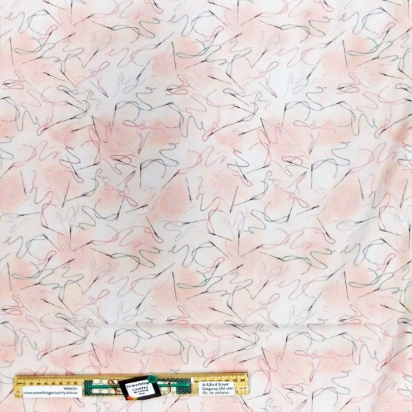 Quilting Patchwork Sewing Fabric Sew In Love Needle Pink 50x55cm FQ