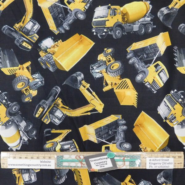 Quilting Patchwork Sewing Fabric Digger Dozers 50x55cm FQ
