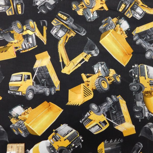 Quilting Patchwork Sewing Fabric Digger Dozers 50x55cm FQ
