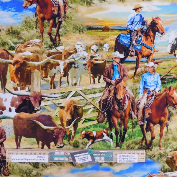 Quilting Patchwork Sewing Fabric Big Sky Country Horses 50x55cm FQ
