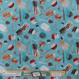 Quilting Patchwork Sewing Fabric Coffee Shop Allover 50x55cm FQ