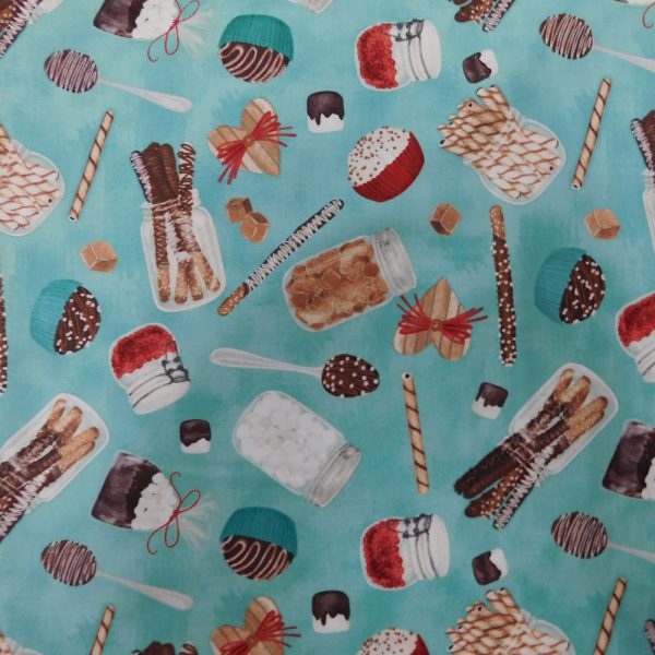Quilting Patchwork Sewing Fabric Coffee Shop Allover 50x55cm FQ