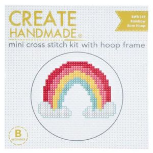 Create Handmade Cross X Stitch Rainbow And Cloud with Hoop 8cm