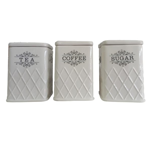 Kitchen Canisters Set of 3 Country Cottage Ceramic Home Style