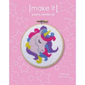 Make It Punch Needle Kit Kids Beginner Unicorn Inc Threads 10cm