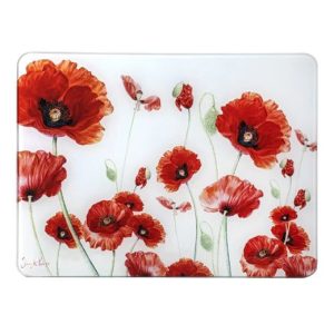 Ashdene Kitchen Dining GLASS Red Poppies Surface Saver