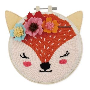 Make It Punch Needle Kit Kids Beginner Fox in Hoop Inc Threads