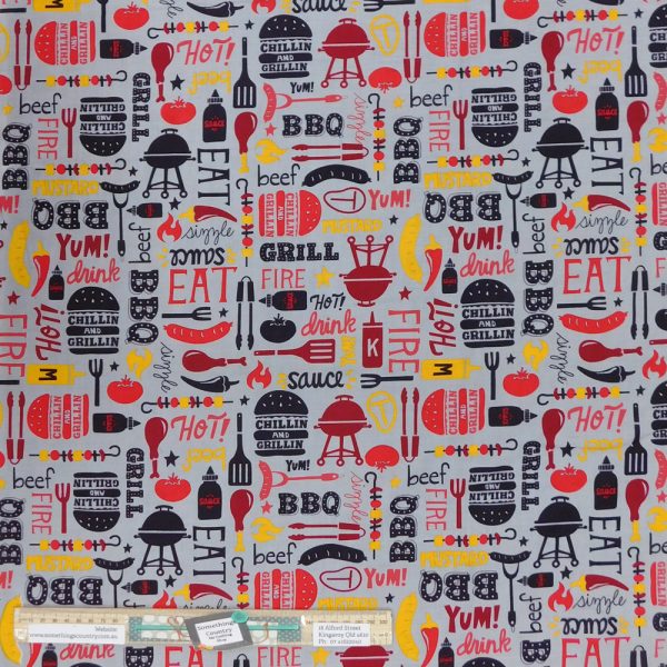 Patchwork Quilting Sewing Fabric BBQ King of Grill Allover 50x55cm FQ