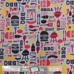 Patchwork Quilting Sewing Fabric BBQ King of Grill Allover 50x55cm FQ